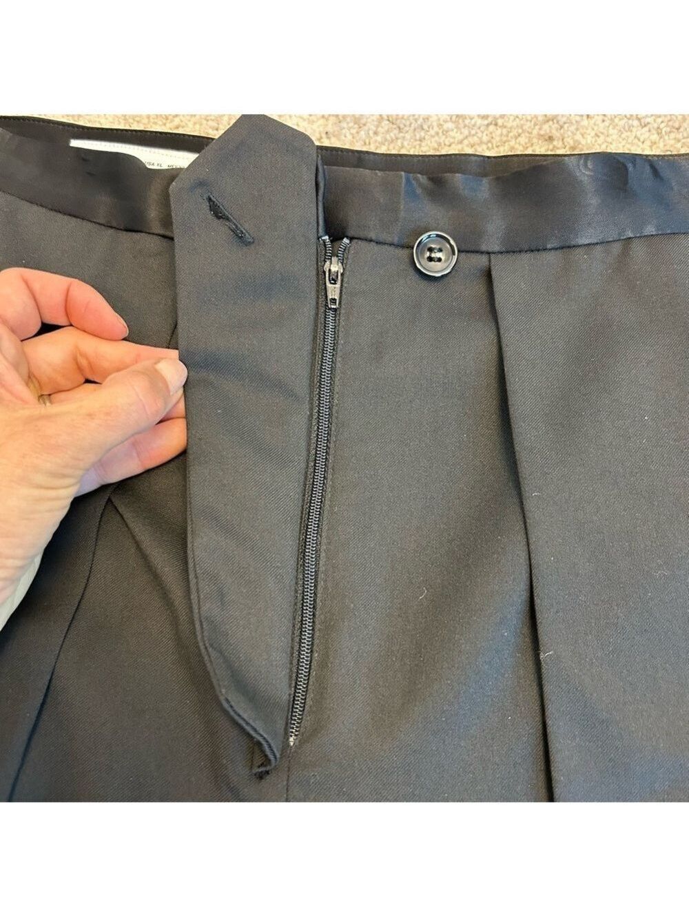 Zara Inside Out Tailored Trouser Dress Pants High Waisted Straight Leg Black XL - Picture 5 of 16